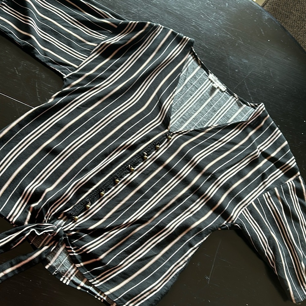 Casual top - black with cream stripes